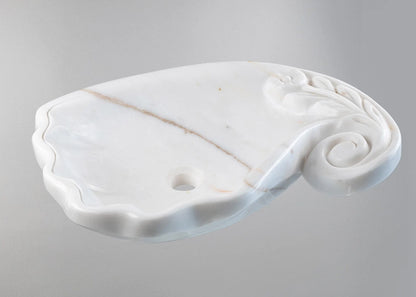 Luxury Marble Vanity – Hand-Carved Natural Stone Bathroom Basin with Floral Detail 23.6"x15.7"x5.9" (60x40x15 cm)