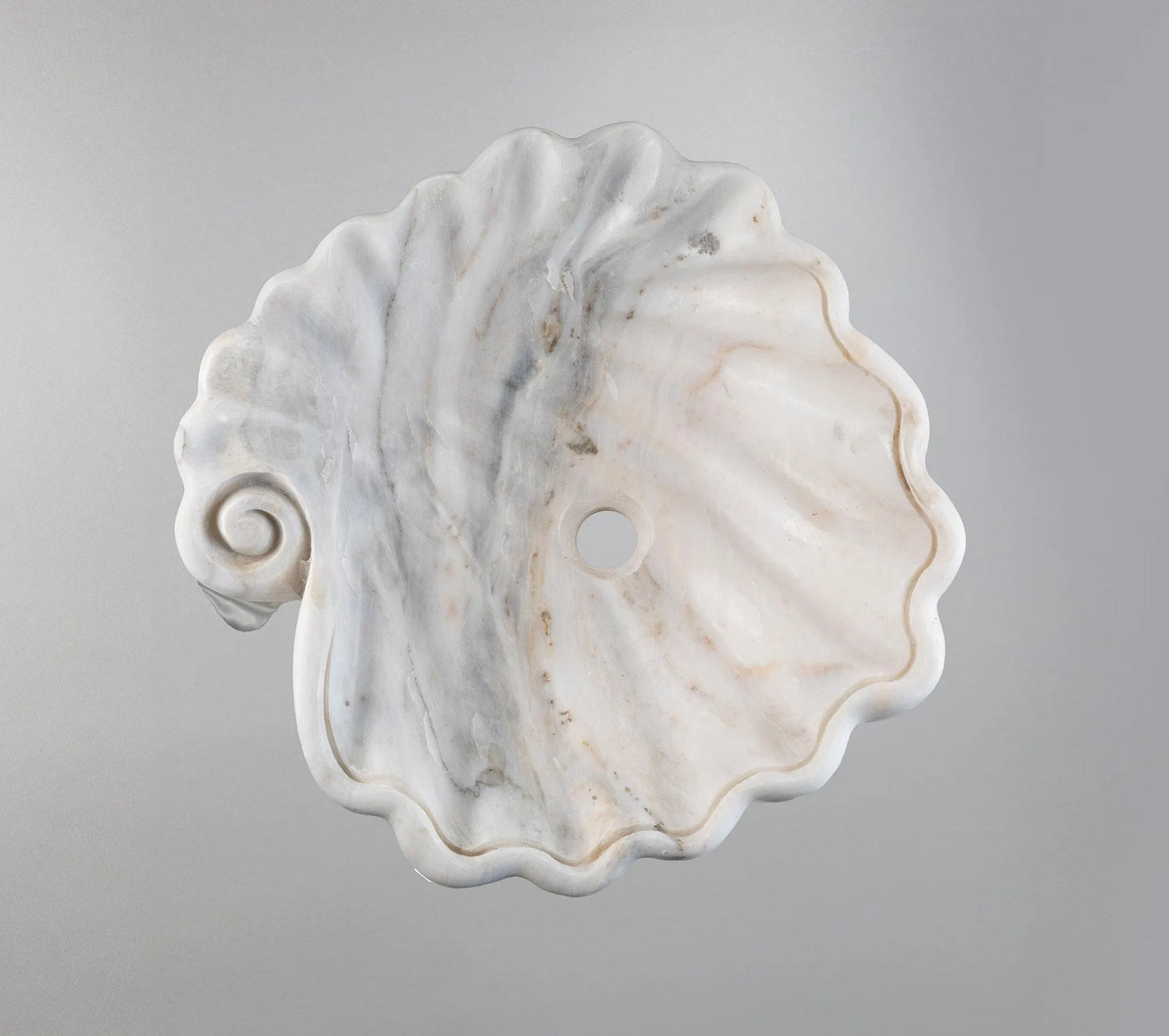 Luxury Marble Vessel Sink – Hand-Carved Shell Design Natural Stone Bathroom Basin
