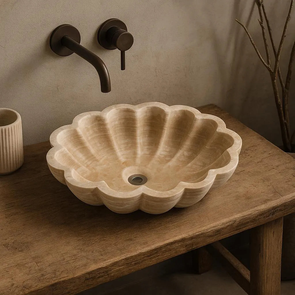 Marble Vessel Sink – Luxury Natural Stone Bathroom Basin (42x55x14 cm)