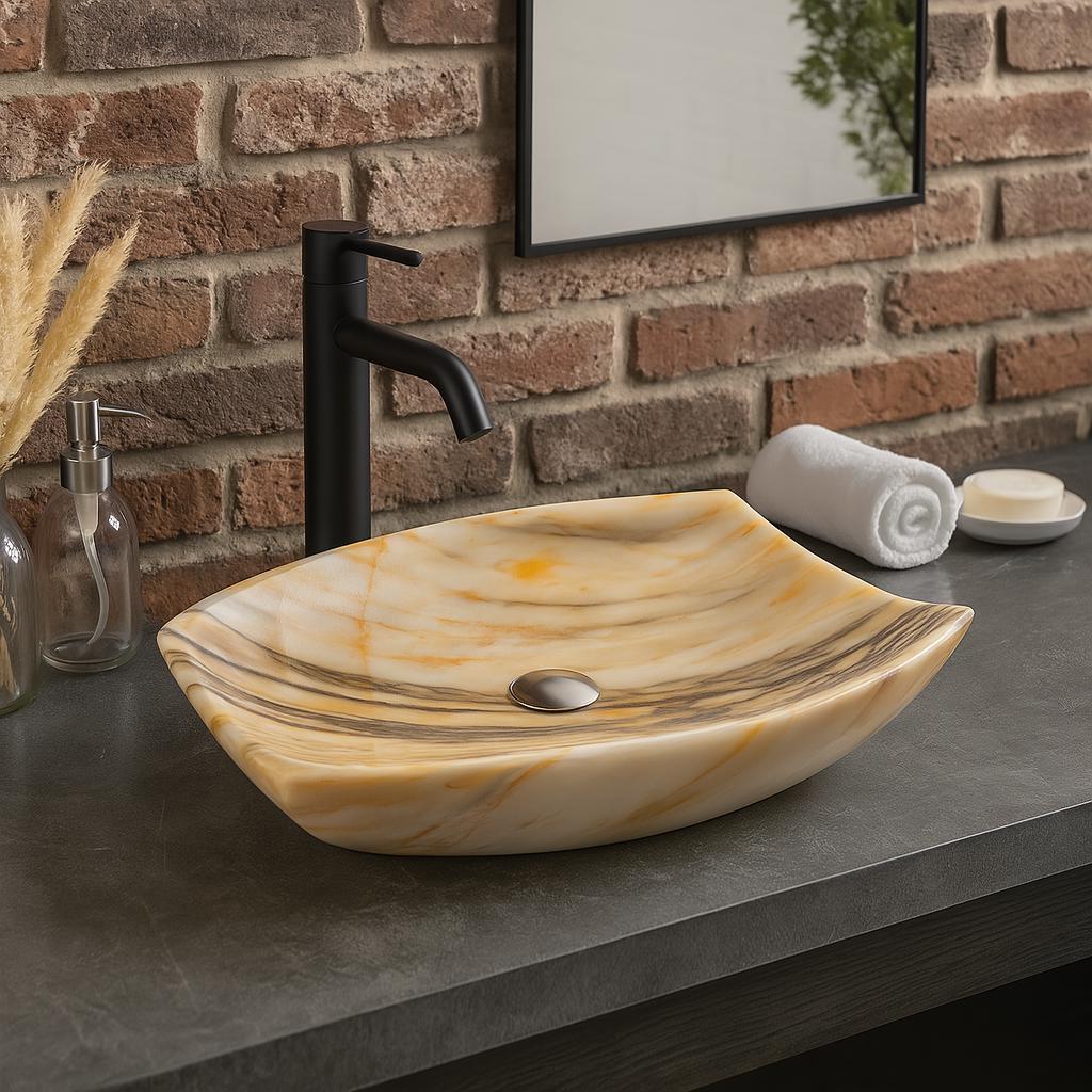 Handcrafted Golden Veined Vanity Sink (40x55x13 cm)