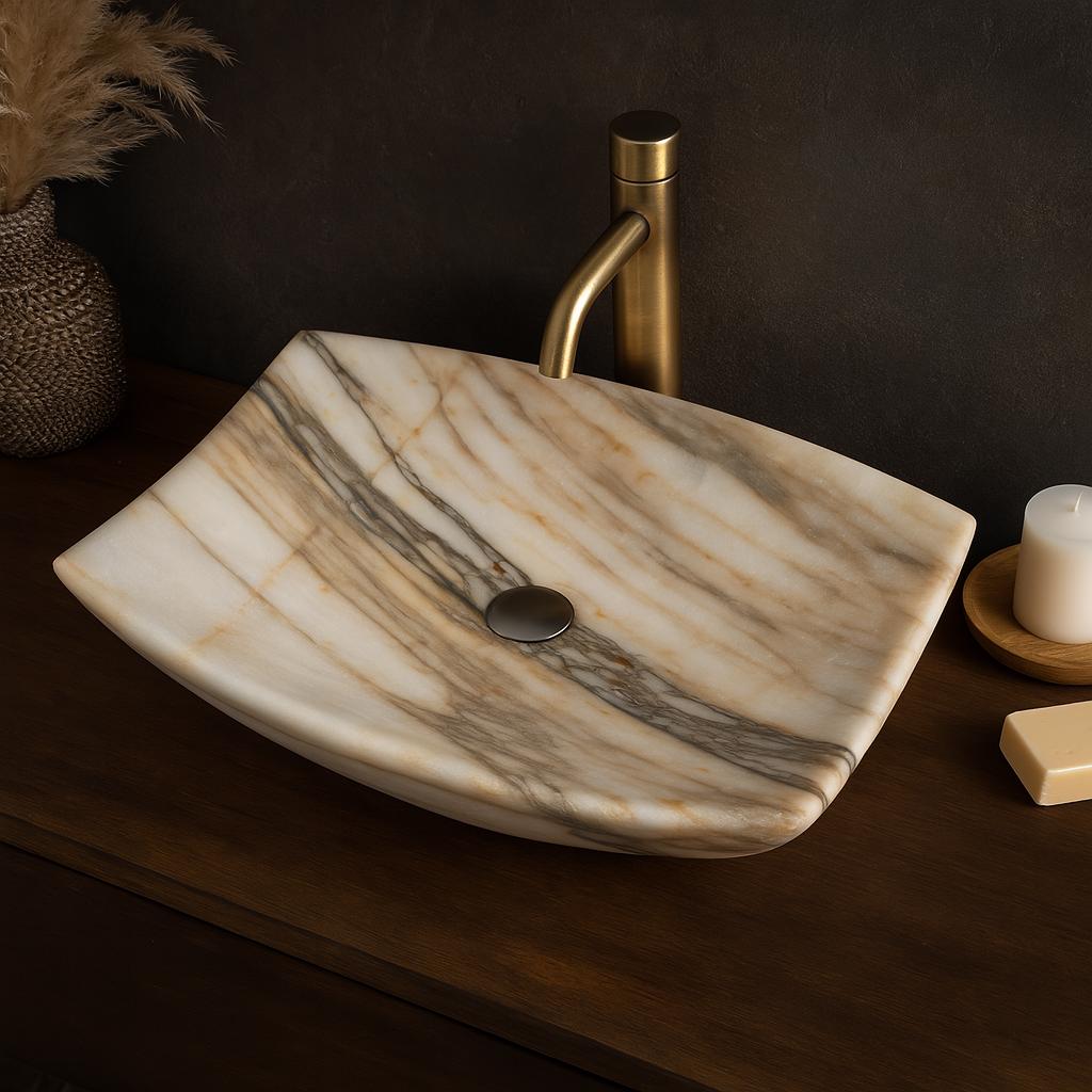 Handcrafted Golden Veined Vanity Sink (40x55x13 cm)