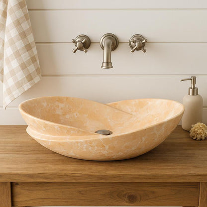 Handcrafted Orange Marble Vanity Bowl (40x55x14 cm)