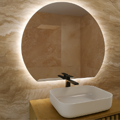 LED Bathroom Mirror – Modern Round Lighted Vanity Mirror with Touch Sensor