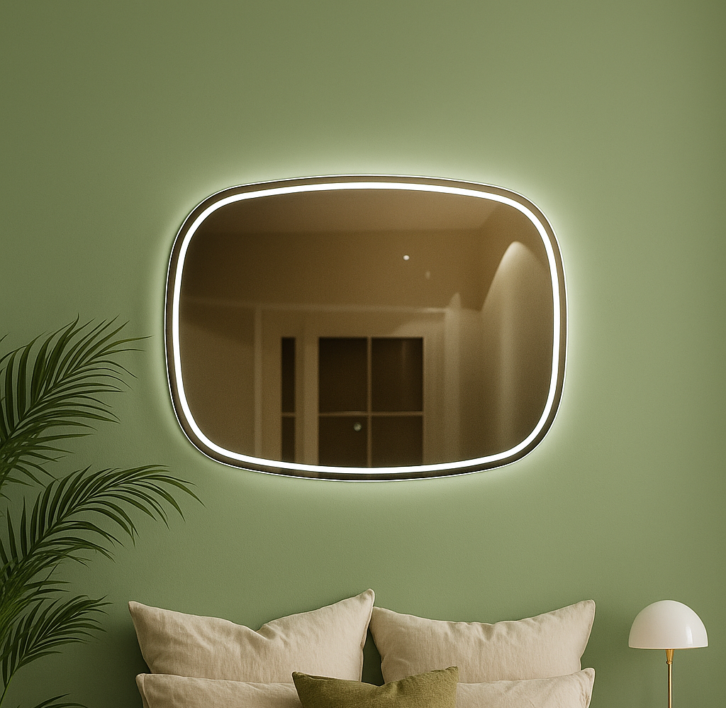 LED Bathroom Mirror – Rounded Rectangle Backlit Vanity Mirror with Touch Sensor
