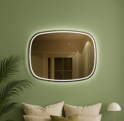 LED Bathroom Mirror – Rounded Rectangle Backlit Vanity Mirror with Touch Sensor