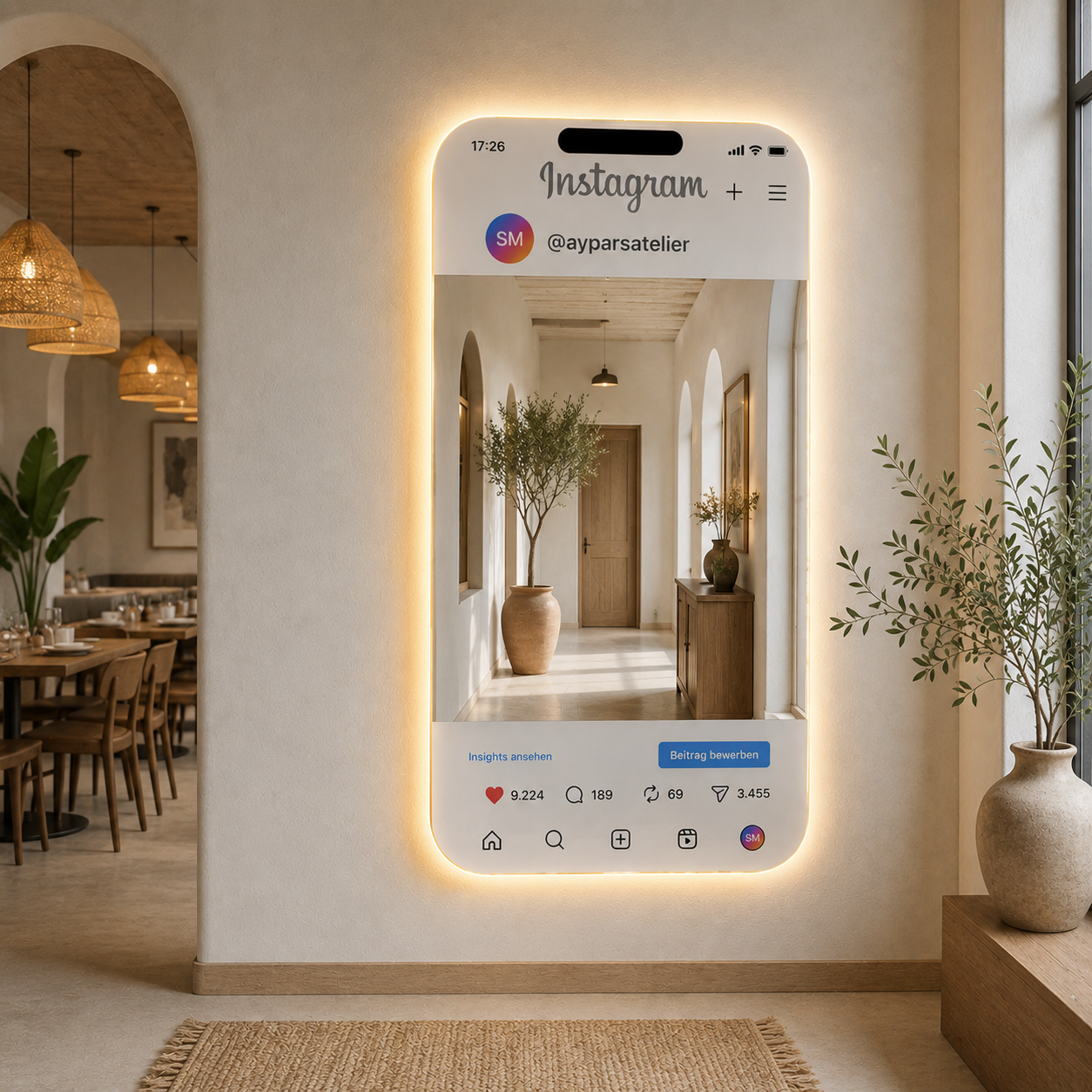 Custom Social Media Mirror, LED Selfie Mirror, Personalized Business Photo Op Mirror