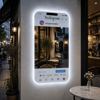 Custom Social Media Mirror, LED Selfie Mirror, Personalized Business Photo Op Mirror