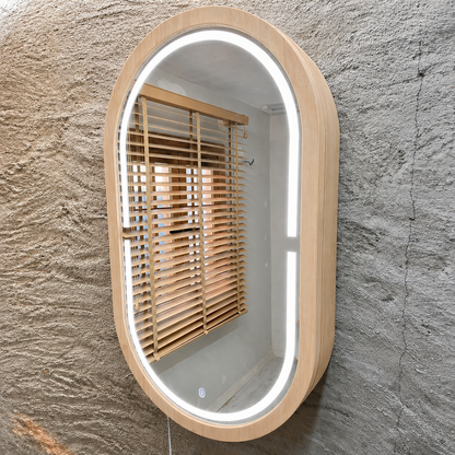 Beech LED Mirror Cabinet USA | Bathroom Medicine Cabinet & Makeup Vanity Storage | Wall Mount Mirror