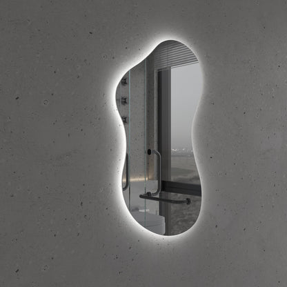 LED Bathroom Mirror Asymmetrical Shape – Modern Backlit Vanity Wall Mirror