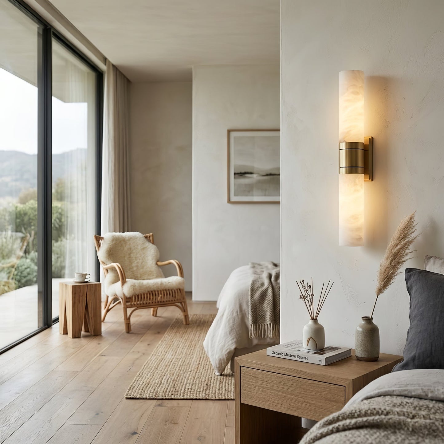 Linear Alabaster Dual Cylinder Light