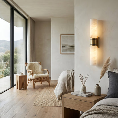 Linear Alabaster Dual Cylinder Light