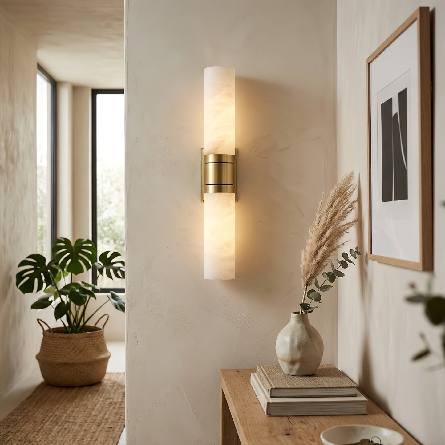 Linear Alabaster Dual Cylinder Light