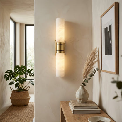 Linear Alabaster Dual Cylinder Light