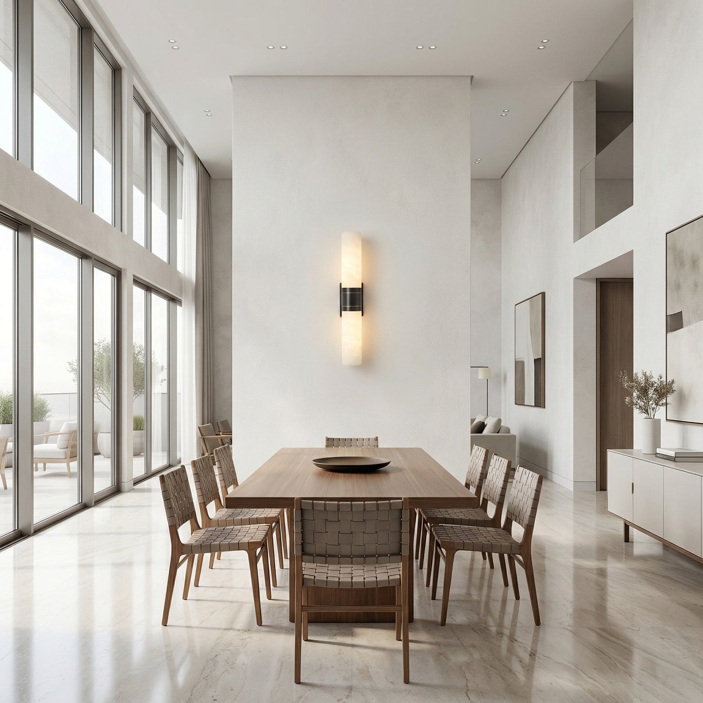 Linear Alabaster Dual Cylinder Light