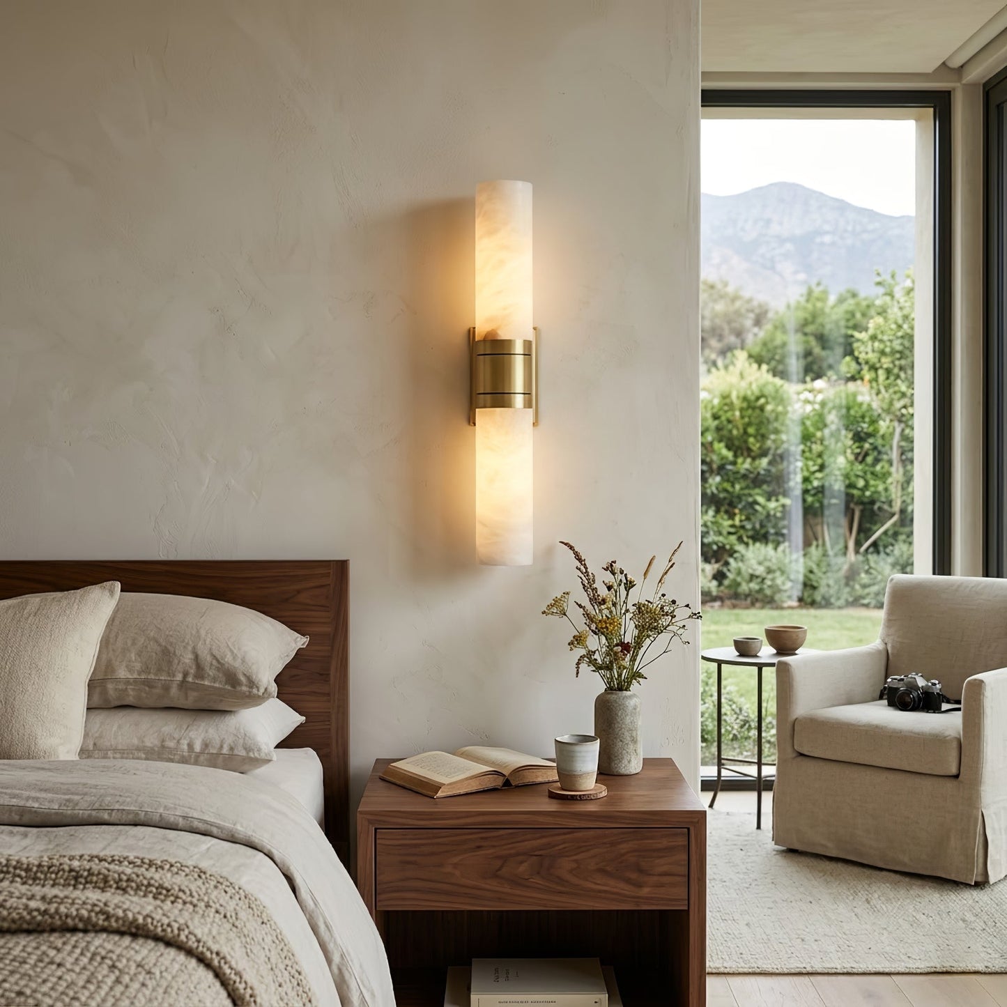 Linear Alabaster Dual Cylinder Light