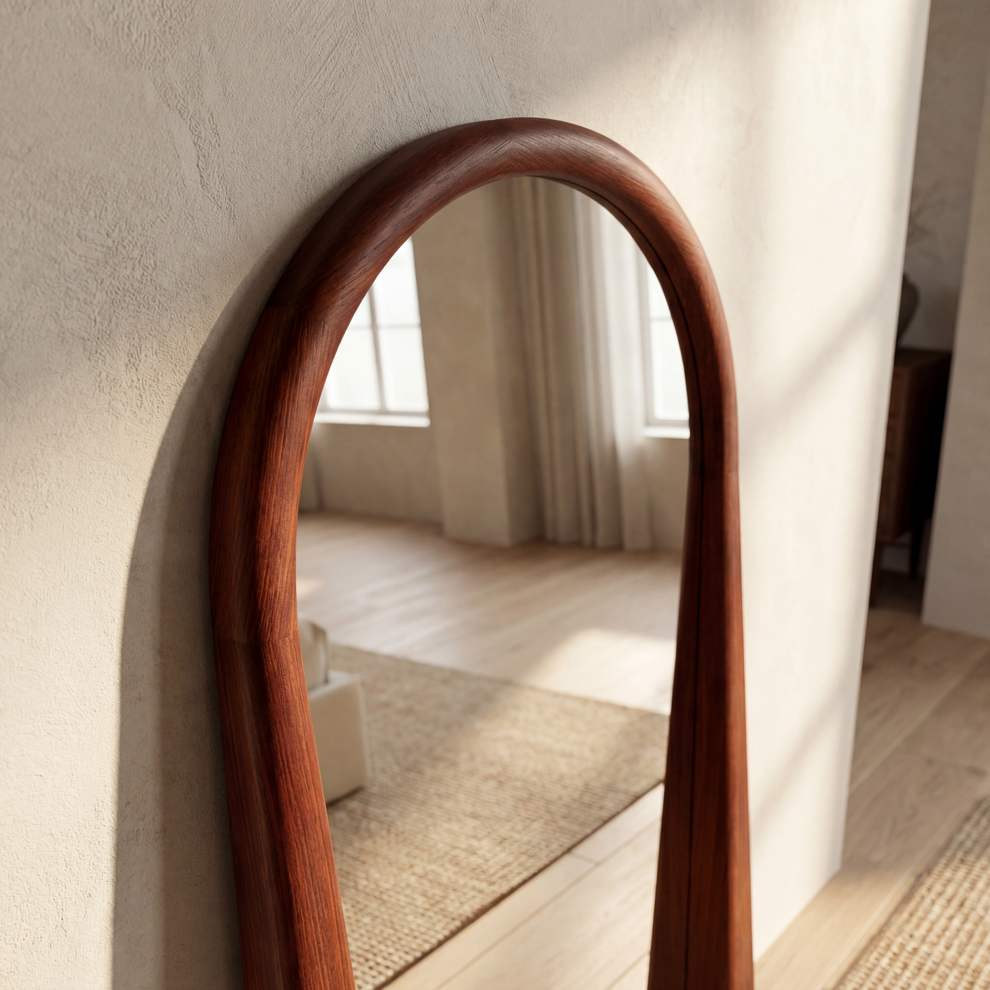 Arched Full Length Mirror – Natural Beech Wood Frame, Modern Elegance Home Decor