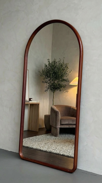 Arched Full Length Mirror – Natural Beech Wood Frame, Modern Elegance Home Decor