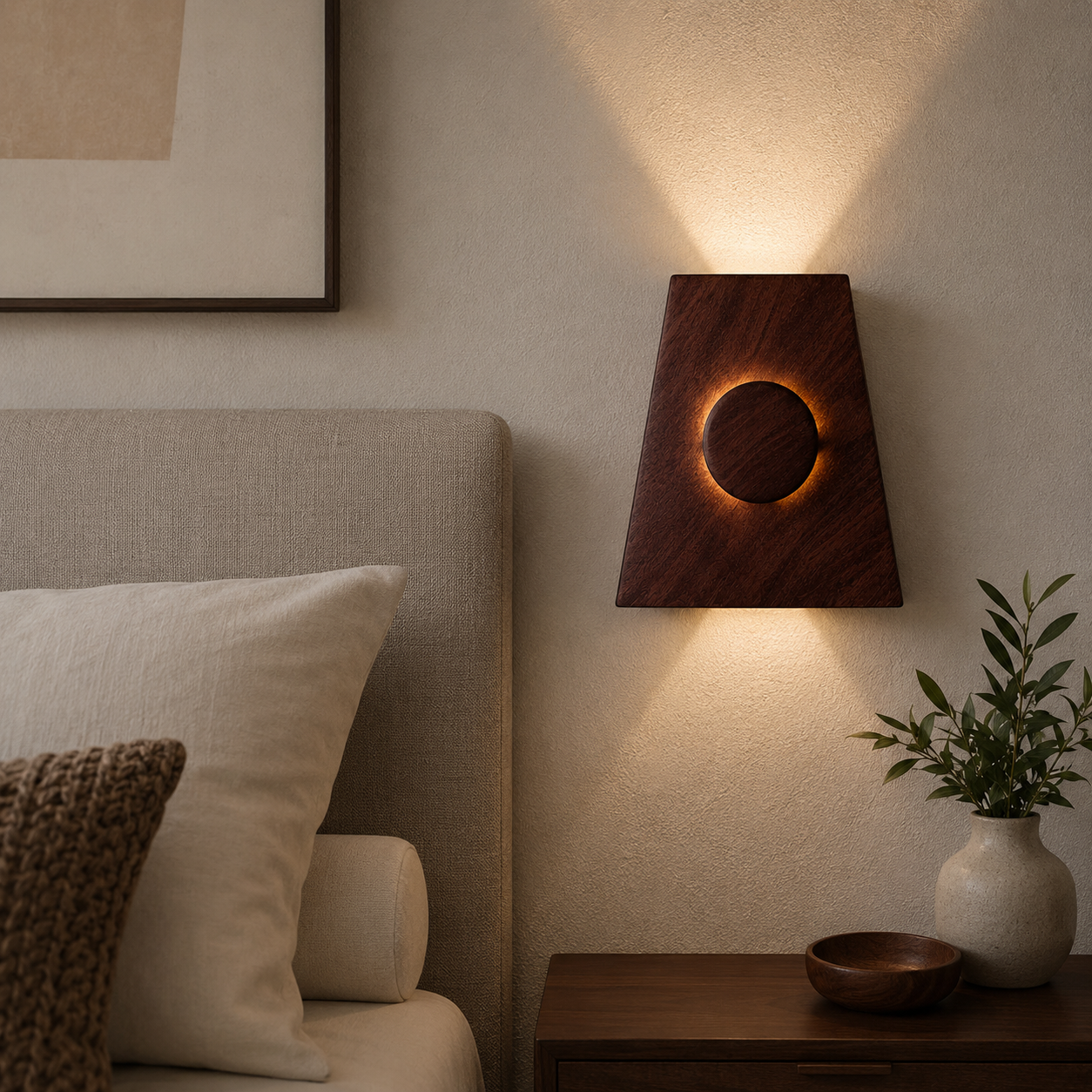Wooden LED Wall Sconce, Modern Wood Wall Light, Handmade Wall Lamp, Minimalist Bathroom Bedroom Hallway Lighting