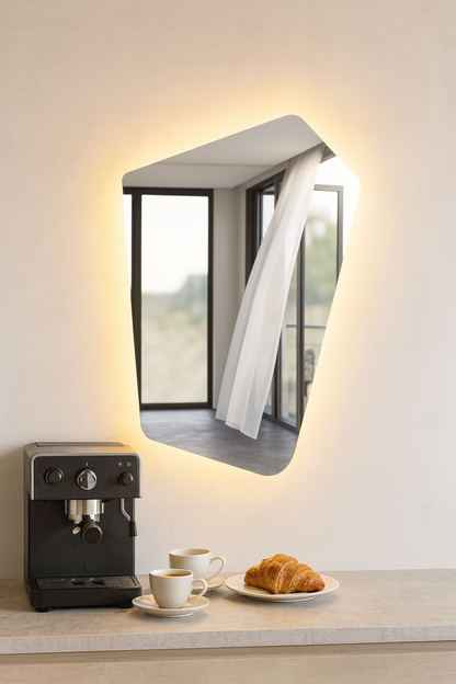 LED Wall Mirror Irregular Shape – Modern Asymmetrical Backlit Bathroom Mirror