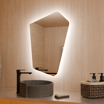 LED Wall Mirror Irregular Shape – Modern Asymmetrical Backlit Bathroom Mirror