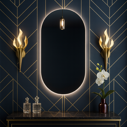 LED Bathroom Mirror – Arched Lighted Vanity Mirror with Touch Sensor | Handmade Modern Backlit Wall Mirror