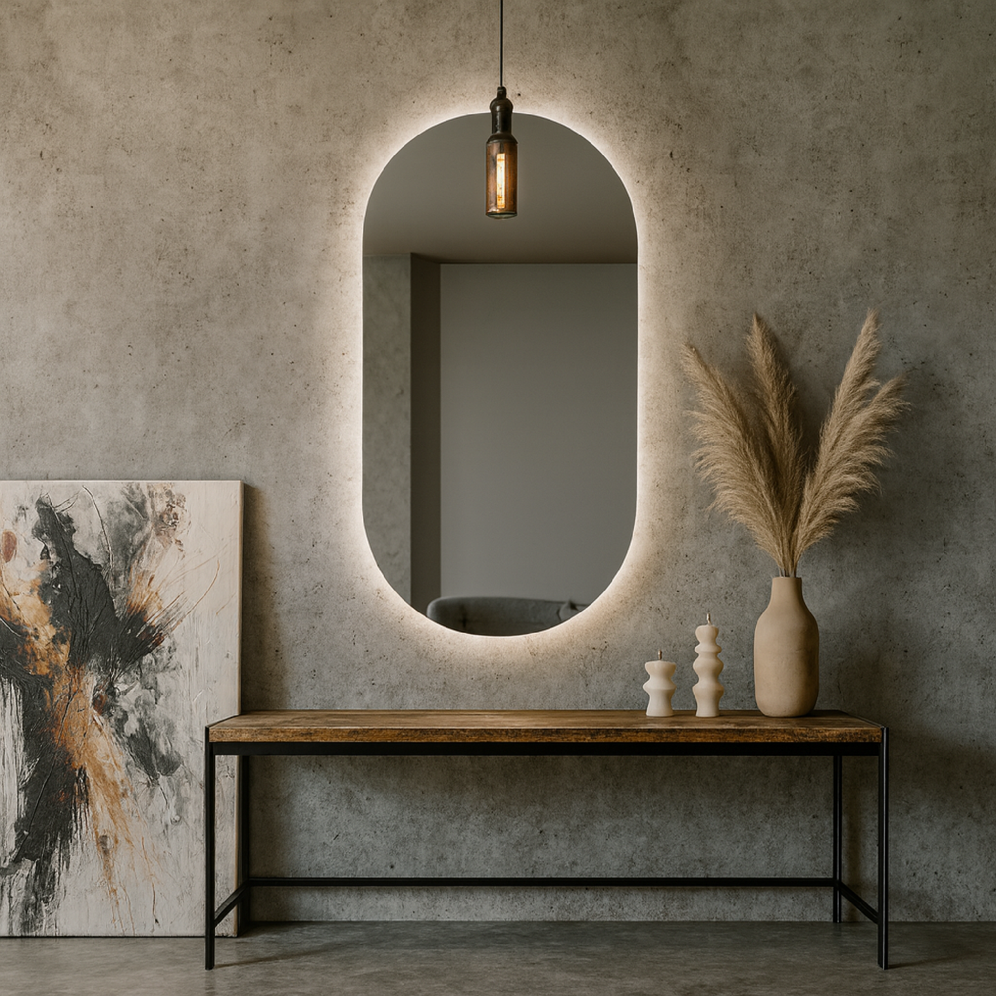 LED Bathroom Mirror – Arched Lighted Vanity Mirror with Touch Sensor | Handmade Modern Backlit Wall Mirror
