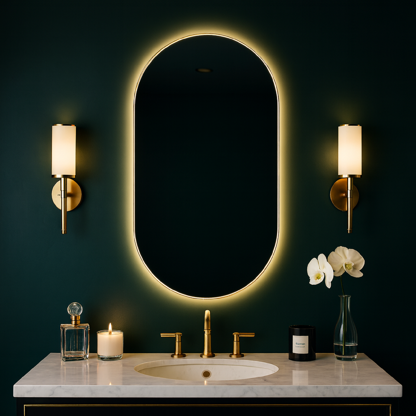 LED Bathroom Mirror – Arched Lighted Vanity Mirror with Touch Sensor | Handmade Modern Backlit Wall Mirror
