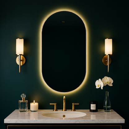 LED Bathroom Mirror – Arched Lighted Vanity Mirror with Touch Sensor | Handmade Modern Backlit Wall Mirror