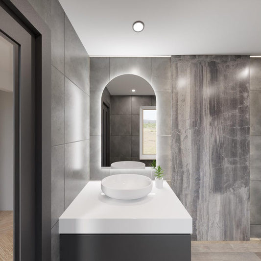 Arched LED Bathroom Mirror – Modern Lighted Vanity Mirror with Touch Sensor | Handmade Frameless Backlit Wall Mirror