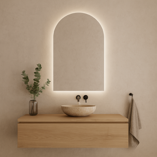 Arched LED Bathroom Mirror – Modern Lighted Vanity Mirror with Touch Sensor | Handmade Frameless Backlit Wall Mirror