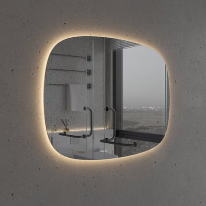 LED Bathroom Mirror Irregular Shape – Modern Asymmetrical Backlit Vanity Mirror | Warm & Cool Light (3000K–6500K)