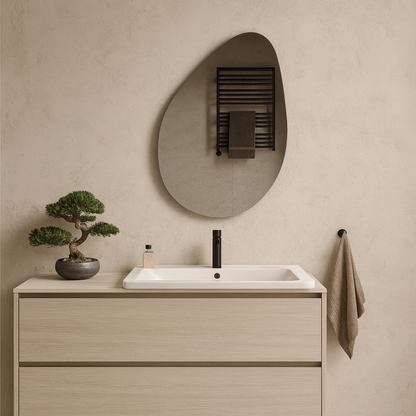 Modern Irregular Wall Mirror – Frameless Organic Shape Bathroom Mirror, Handmade Custom Wavy Vanity Mirror for Bedroom or Entryway