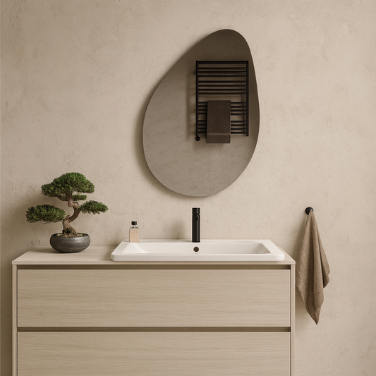 Modern Irregular Wall Mirror – Frameless Organic Shape Bathroom Mirror, Handmade Custom Wavy Vanity Mirror for Bedroom or Entryway