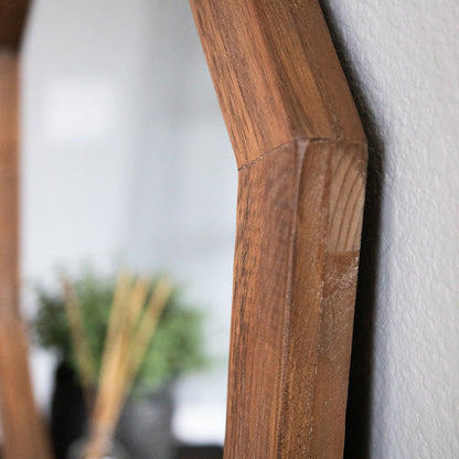 Octagon Wood Frame Mirror - Rustic Farmhouse Decor
