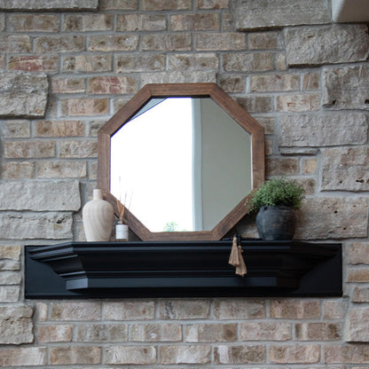 Octagon Wood Frame Mirror - Rustic Farmhouse Decor