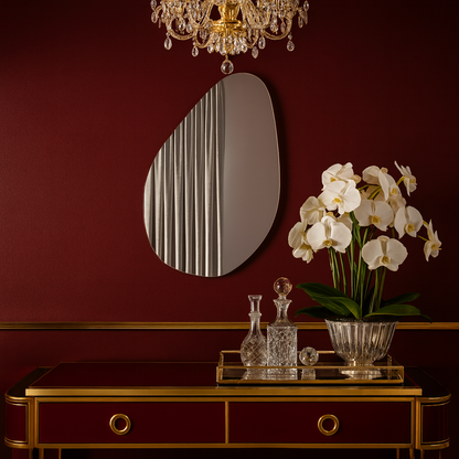 Modern Irregular Wall Mirror – Frameless Organic Shape Bathroom Mirror, Handmade Custom Wavy Vanity Mirror for Bedroom or Entryway