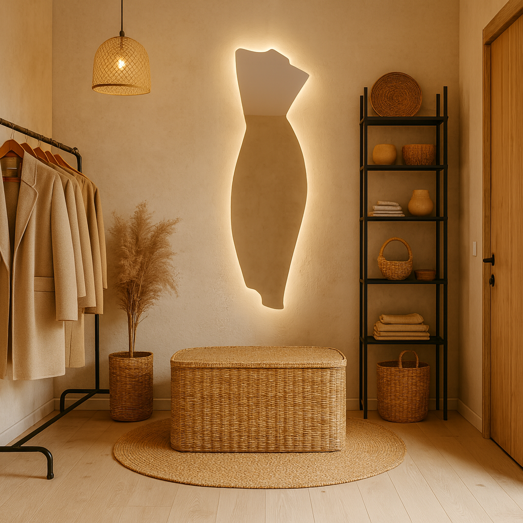 Modern LED Full Length Mirror – Asymmetrical Sculptural Backlit Mirror