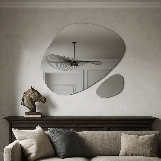 Modern Wavy Mirror Set – Asymmetrical Wall Mirror Duo, Irregular Organic Shape Bathroom Mirror Decor