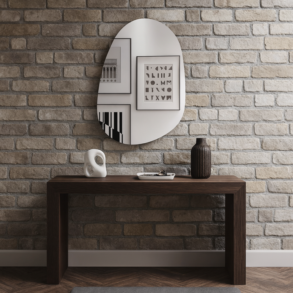 Modern Irregular Wall Mirror – Frameless Asymmetrical Mirror for Living Room or Bathroom