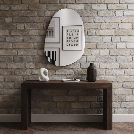 Modern Irregular Wall Mirror – Frameless Asymmetrical Mirror for Living Room or Bathroom