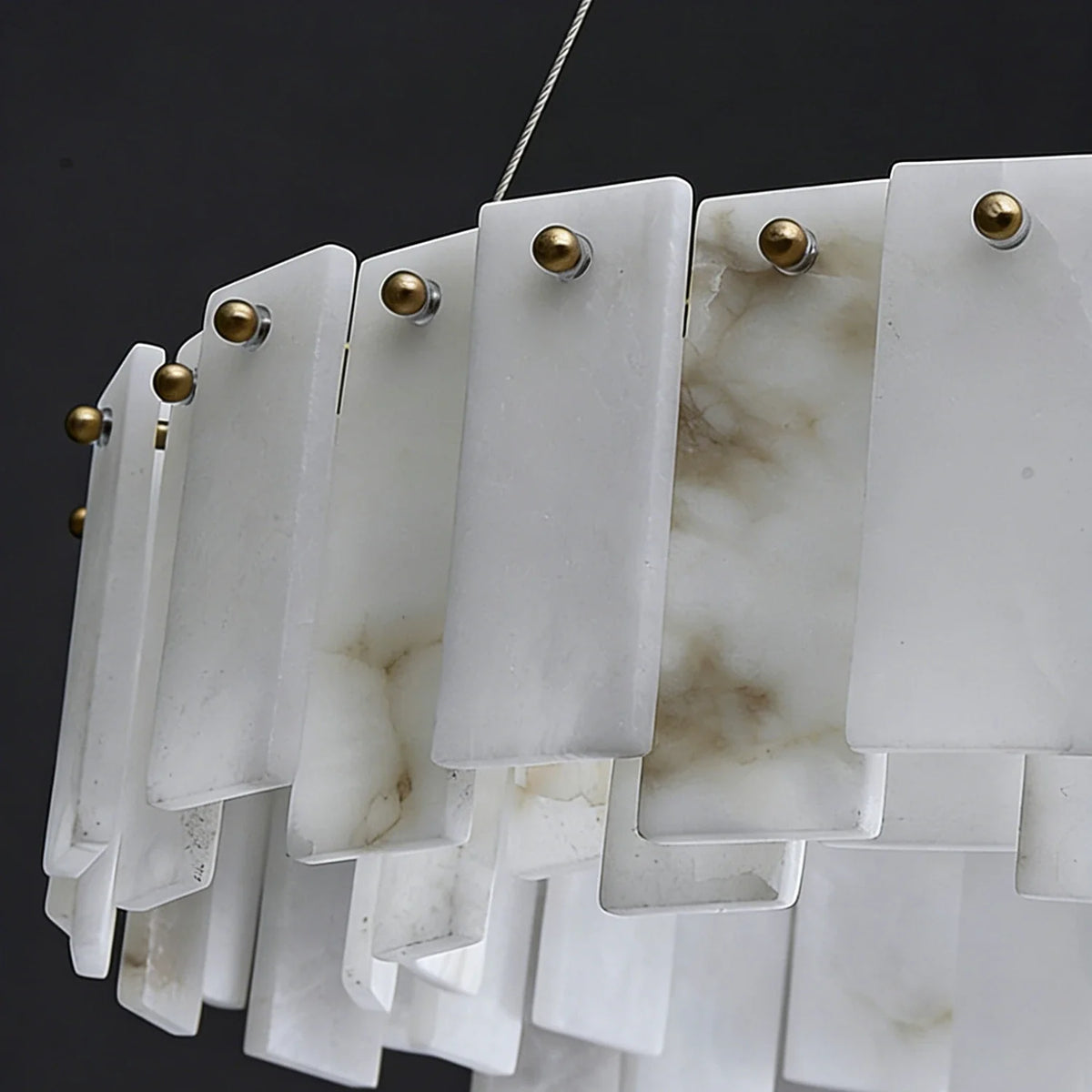 Modern Alabaster Celestial Round Chandelier