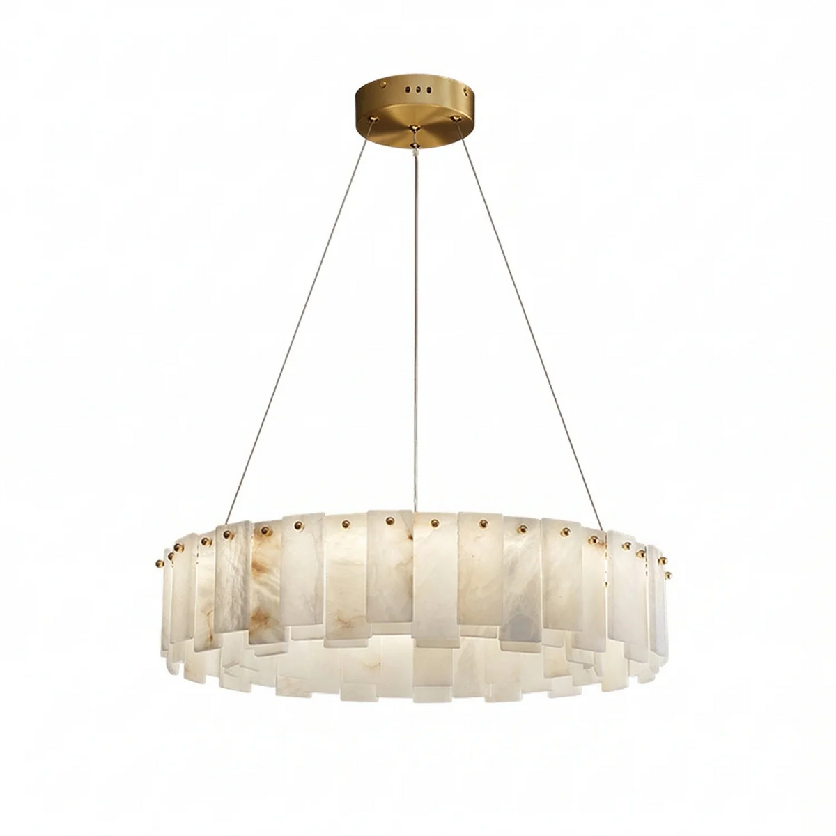 Modern Alabaster Celestial Round Chandelier
