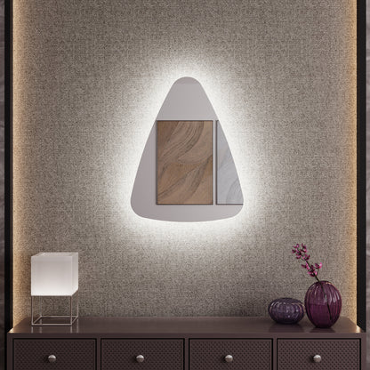 LED Bathroom Mirror Modern Backlit Design – Asymmetrical Organic Wall Mirror with Warm & Cool Light