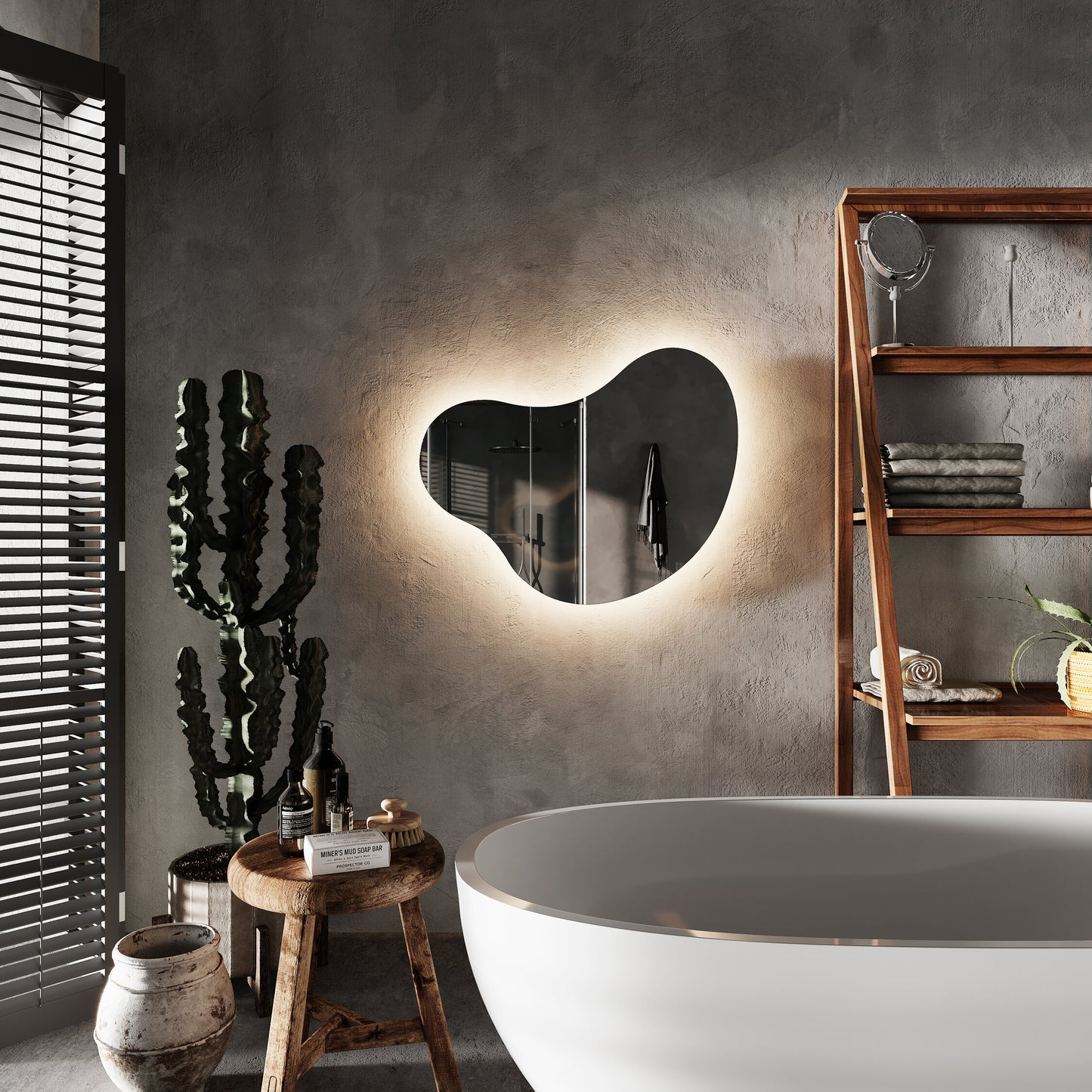 LED Bathroom Mirror Irregular Shape – Modern Asymmetrical Backlit Wall Mirror