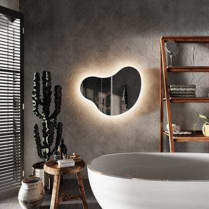 LED Bathroom Mirror Irregular Shape – Modern Asymmetrical Backlit Wall Mirror