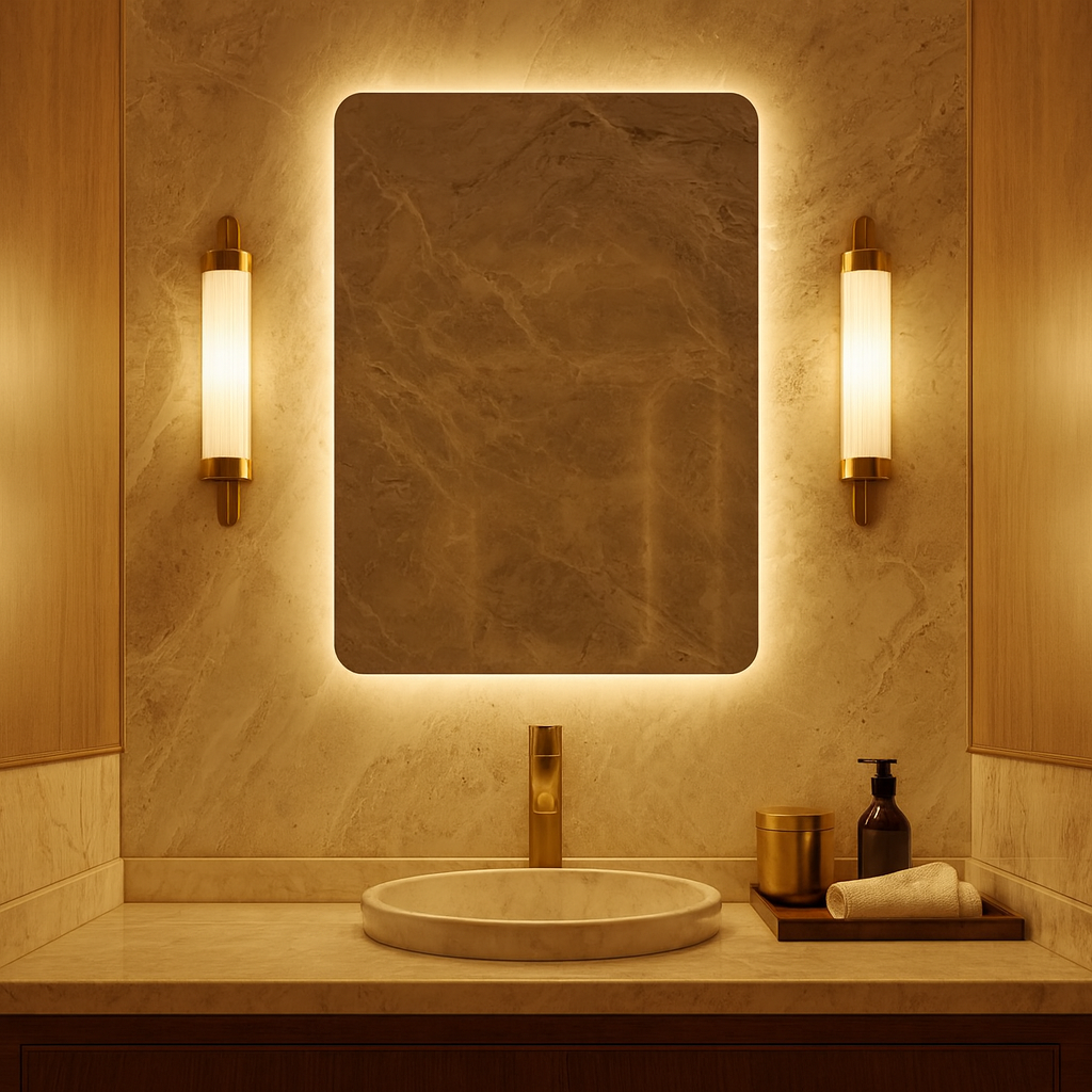 LED Bathroom Mirror – Rectangular Lighted Vanity Mirror with Backlit Glow, Modern Wall Mirror