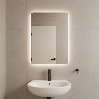 LED Bathroom Mirror – Rectangular Lighted Vanity Mirror with Backlit Glow, Modern Wall Mirror
