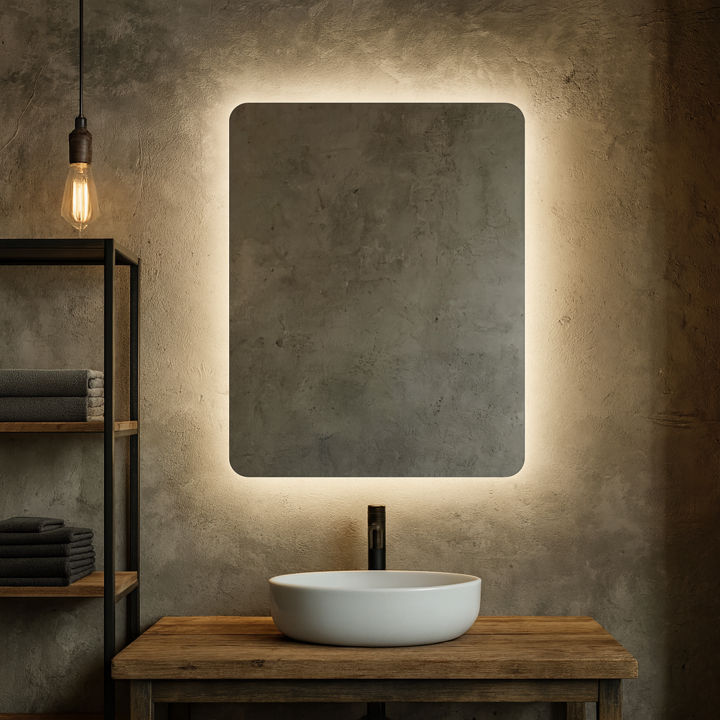 LED Bathroom Mirror – Rectangular Lighted Vanity Mirror with Backlit Glow, Modern Wall Mirror