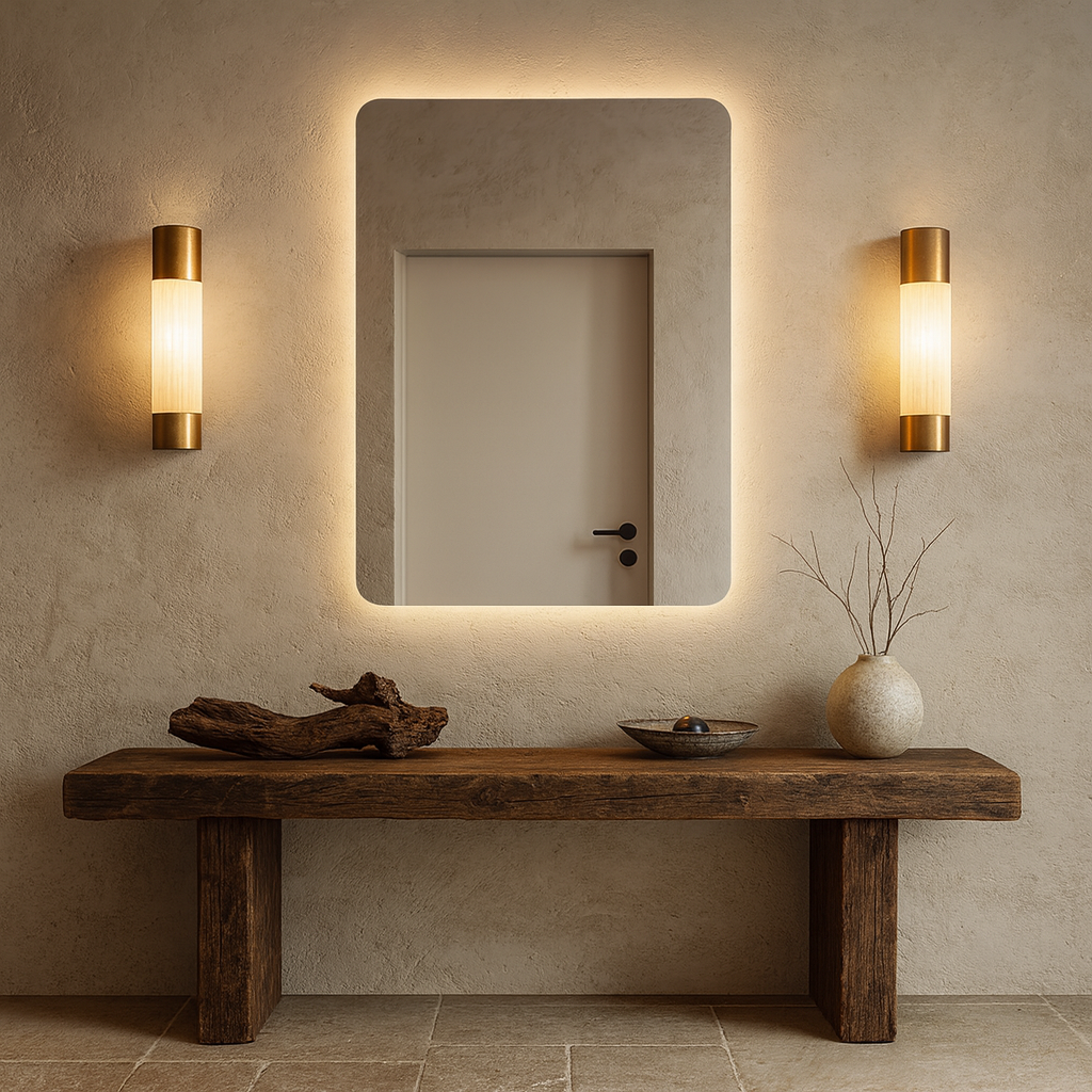 LED Bathroom Mirror – Rectangular Lighted Vanity Mirror with Backlit Glow, Modern Wall Mirror