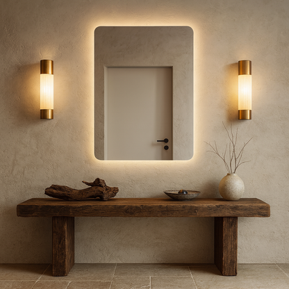 LED Bathroom Mirror – Rectangular Lighted Vanity Mirror with Backlit Glow, Modern Wall Mirror